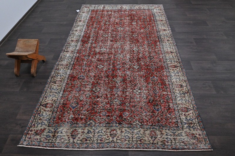 Oushak Turkish Vintage Rug 5x9 Kilim Rug Anatolian Handmade Boho Decor RED gallery