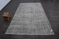 Oushak Turkish Vintage Rug 6×9 Kilim Rug Anatolian Handmade Boho Decor GRAY