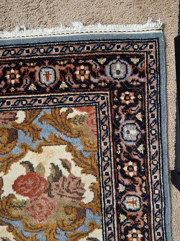 Gorgeous Romanian "English Garden" 39"x39" Handmade Rug Signed Freshly Cleaned! gallery