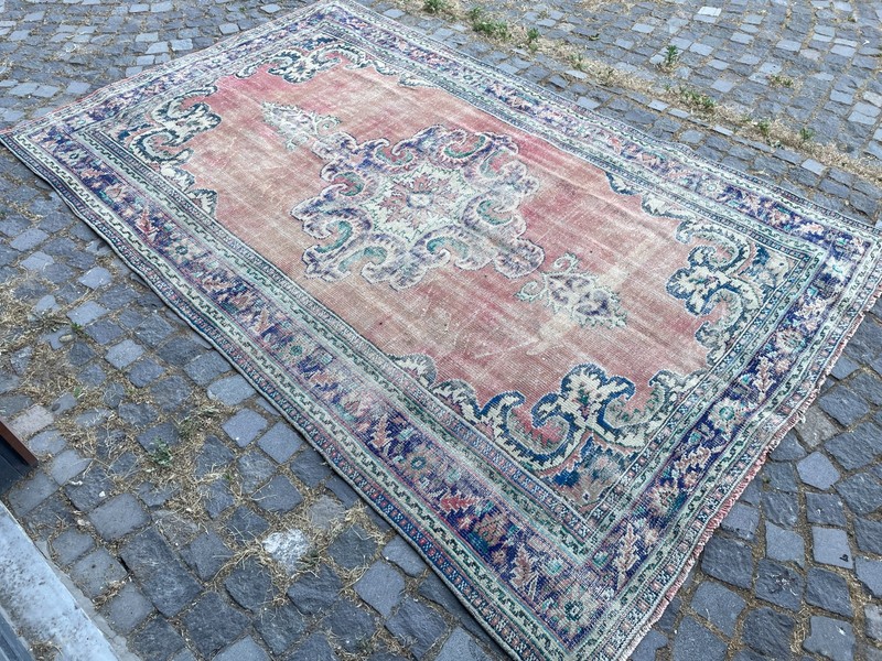 Bohemian Large Rug, Turkish Vintage Rug, Handmade Wool Rug, 6,4 x 9,9 ft gallery