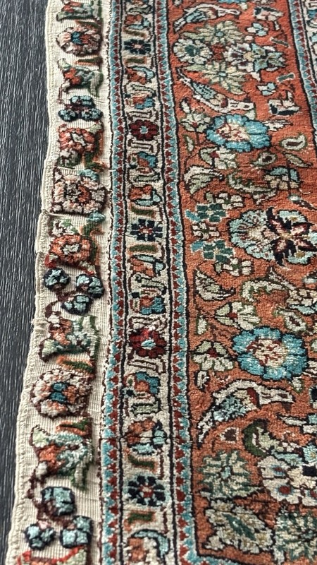 30” X 48” Antique BIRDS AND FLORAL Fine Handmade India Oriental Kashmir Silk Rug gallery