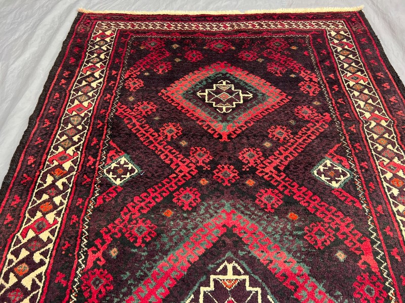 4'2x8'5 Vintage Afghan Baluchi Runner Rug Hand Knotted Wool Tribal Floor Carpet gallery