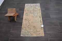 Oushak Turkish Doormat Rug 2×4 BEIGE Anatolian Handmade Vintage Small Kilim Rug