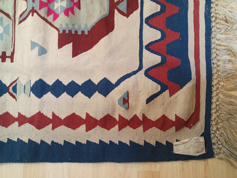 Vintage Hand Woven Carpet Wool Kilim Rug 6ft x 43in made in Turkey gallery