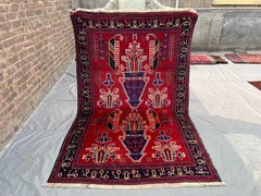 4.8 x 7.8 ft Afghan Hand Knotted Floral Pot Rug | Antique One of a Kind Rare Rug
