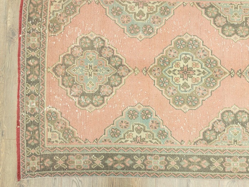 Rustic Farmhouse Wide Turkish Runner-Vintage Hand Knotted Oushak Rug-4.3x11.1 ft gallery