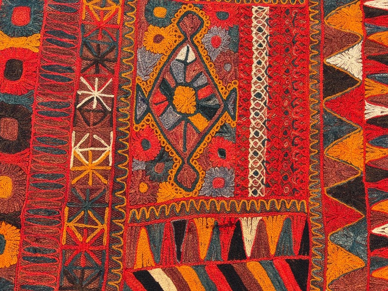 Vintage Afghan Hand Woven Sumak Kilim Rug 2.8x4.6 ft Colorful Tribal Wool Carpet gallery
