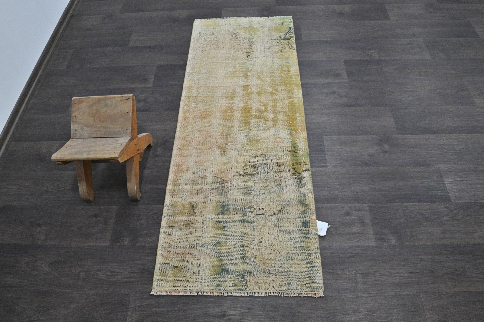 Vintage Turkish Runner Rug 2x5ft Wool Anatolian Handmade Hallway Oushak BEIGE gallery