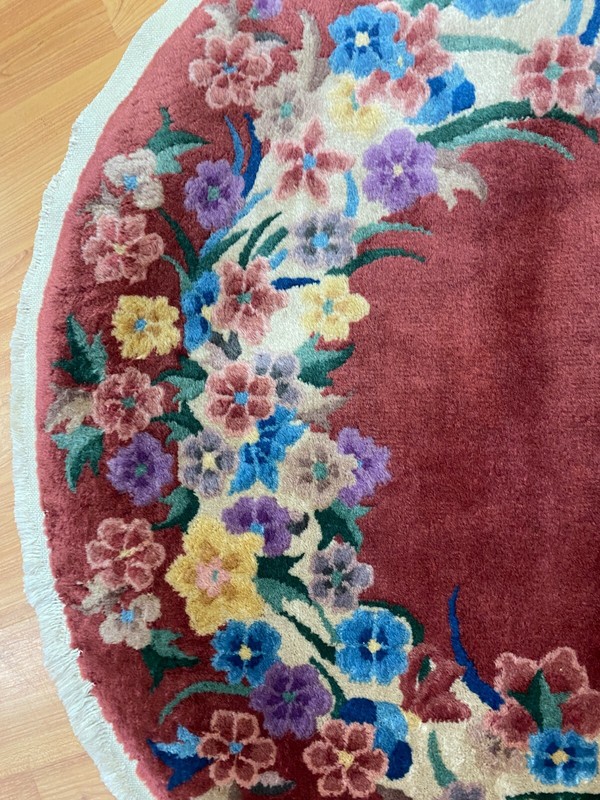 3' x 5' Antique Oval Chinese Art Deco Oriental Rug - 1930s - Hand Made gallery