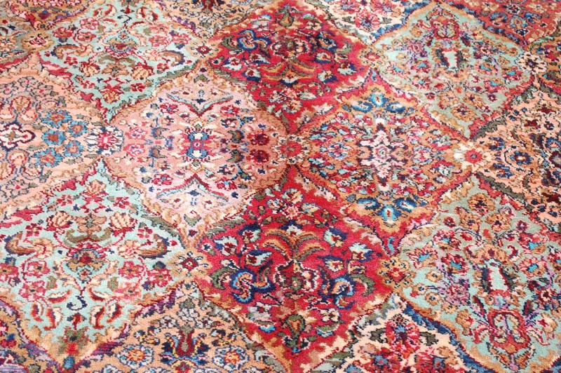 ANTIQUE EARLY KARASTAN KIRMAN MULTI_COLOR PANEL PATTERN#717 RUG CARPET 8.8 X10.6 gallery