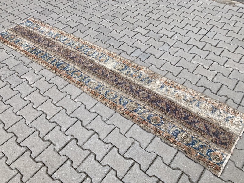 Brown rug, Turkish rug, Vintage Rug, Patchwork rug, Runner rug, 2.1 x 10 ft gallery