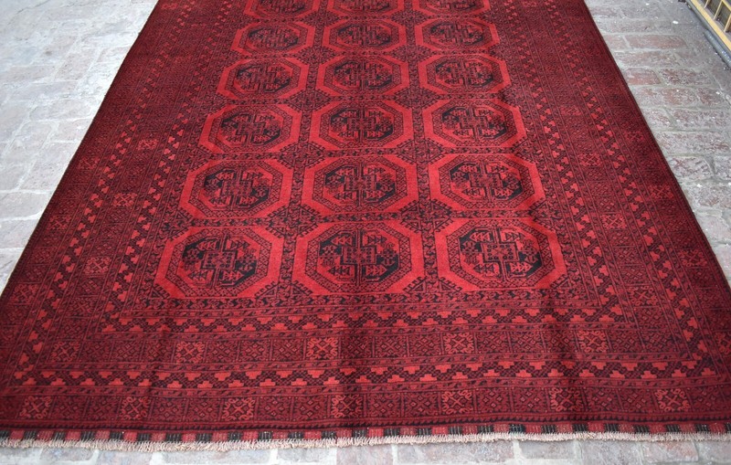 7x9 ft Afghan Antique Turkmen Ersari Area Rug Red Oriental Hand Knotted Wool Rug gallery