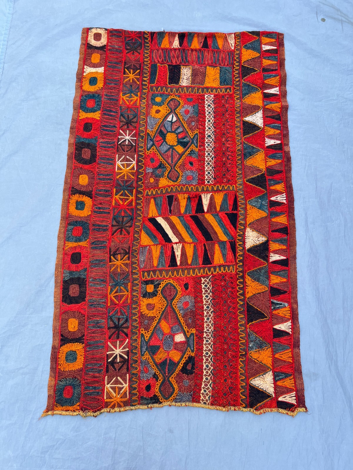 Vintage Afghan Hand Woven Sumak Kilim Rug 2.8x4.6 ft Colorful Tribal Wool Carpet gallery