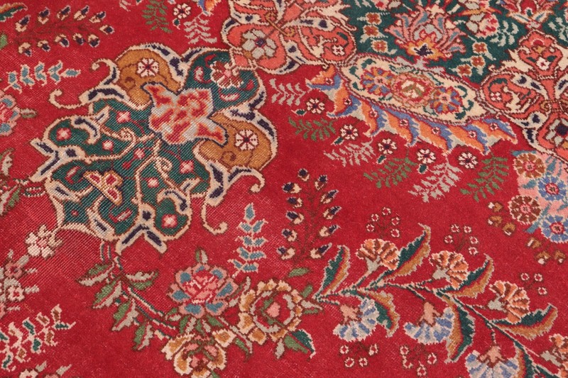 Captivating Hand-Knotted Wool Area Rug - Ruby Red & Multi-Colored Medallion gallery