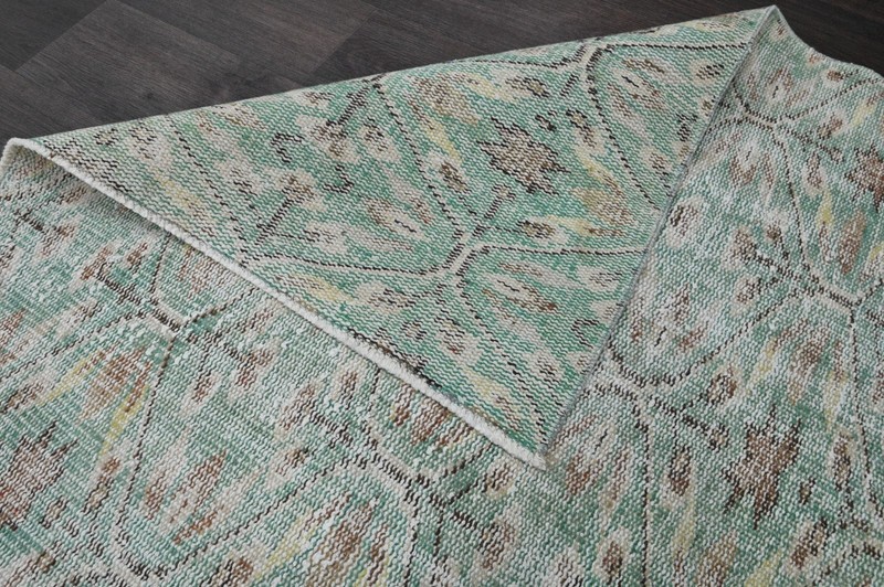 Oushak Turkish Vintage Rug 4x7 Kilim Rug Anatolian Handmade Boho Decor SAGE gallery