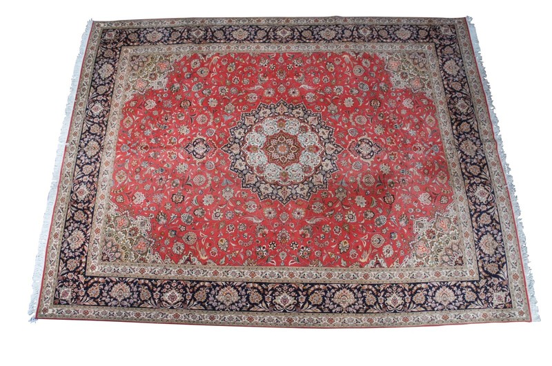 Very Fine Silk Wool Floral All Over Red Medallion Birds Area Rug Carpet 10 x 13' gallery
