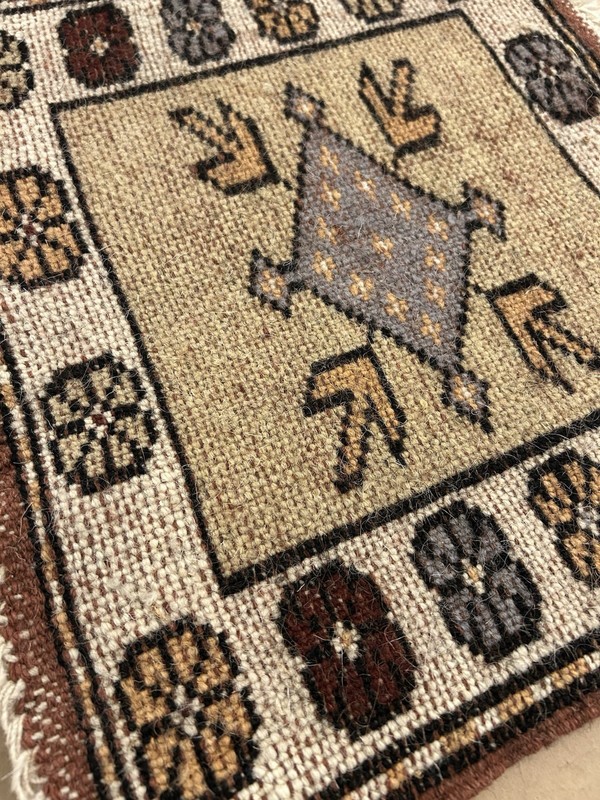 Vintage Rug Mini Wool Rug Table Top Kilim Boho Wall Hanging 13.5”x 15” Rustic gallery