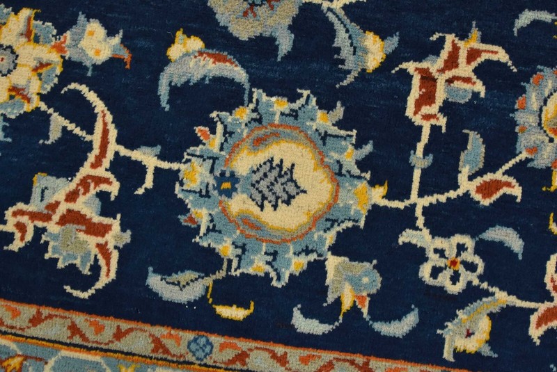 Vintage Oriental Rug 9’6” x 13’3” Blue Wool Traditional Hand-Knotted Carpet gallery