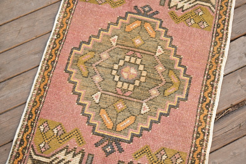 Turkish Carpet Hand Knotted 1x3 Size Door Mat Chair Multi Color Rug 55x105cm gallery