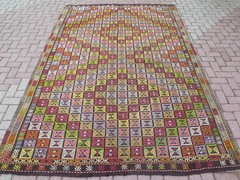 Turkish Rugs Wool Kilim, Large Rug, Boho Kelim, Handmade Floor Carpet 82″x122″