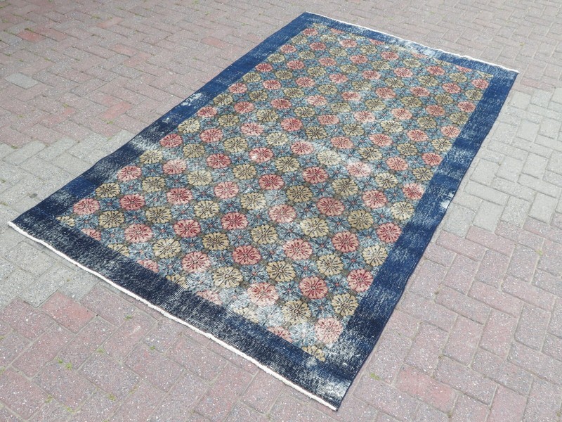 Boho Rug Vintage Rug Handmade Rug Turkish Carpet 5x8 Rug Modern WoolRug 61"x102" gallery