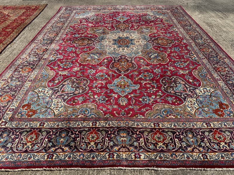 9x12 SIGNED RED ANTIQUE ORIENTAL RUG COLORFUL HAND-KNOTTED handmade big VINTAGE gallery