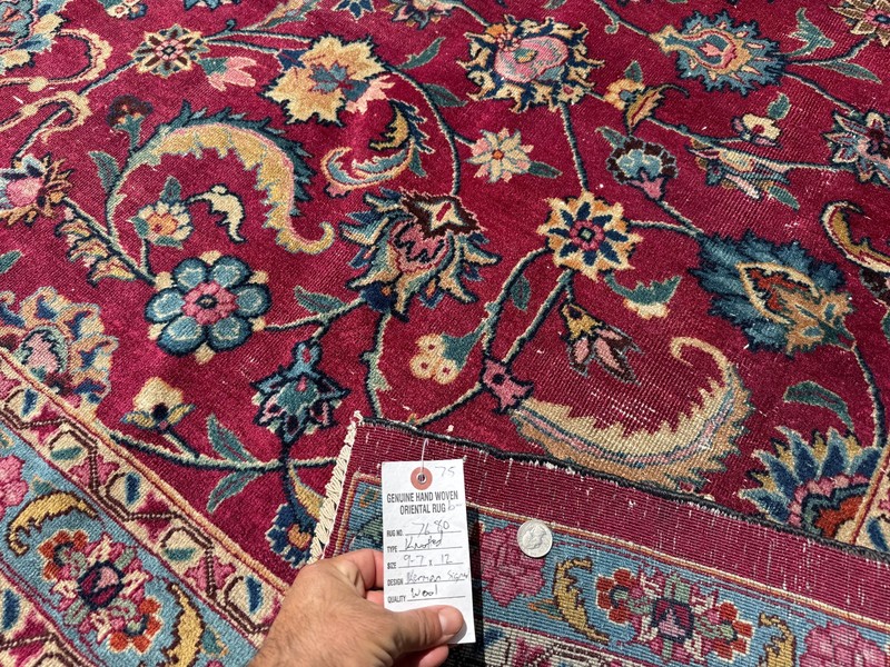 9x12 COLORFUL ANTIQUE RUG SIGNED VINTAGE ORIENTAL handmade hand-woven fine old gallery