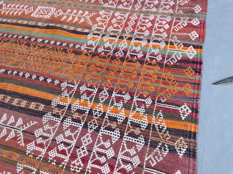 Vintage Afghan Baluchi Kilim Rug 4'2 x 10'10 ft Tribal Wool Geometric Runner gallery