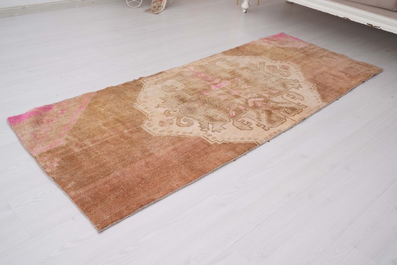 Vintage Turkish Antique Wool Runner Rug 3x7 Handmade Farmhouse Area Carpet 126 gallery