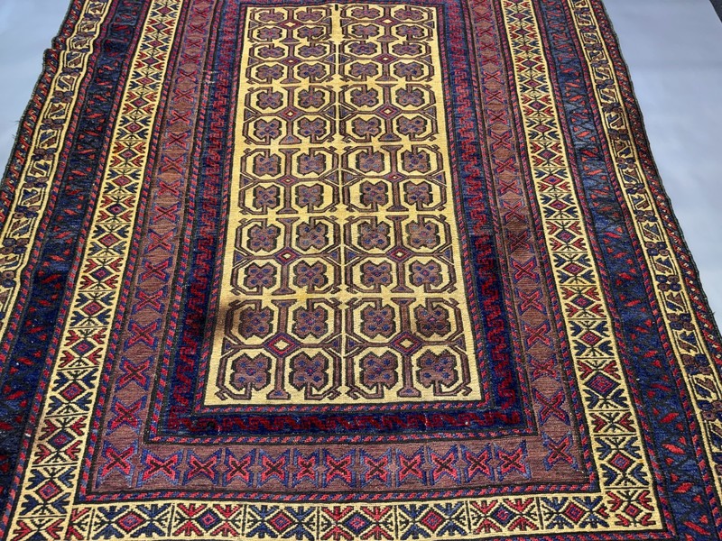 Beige Terracotta Antique Afghan Rug 6x9 ft Handwoven Geometric Area Kilim Carpet gallery