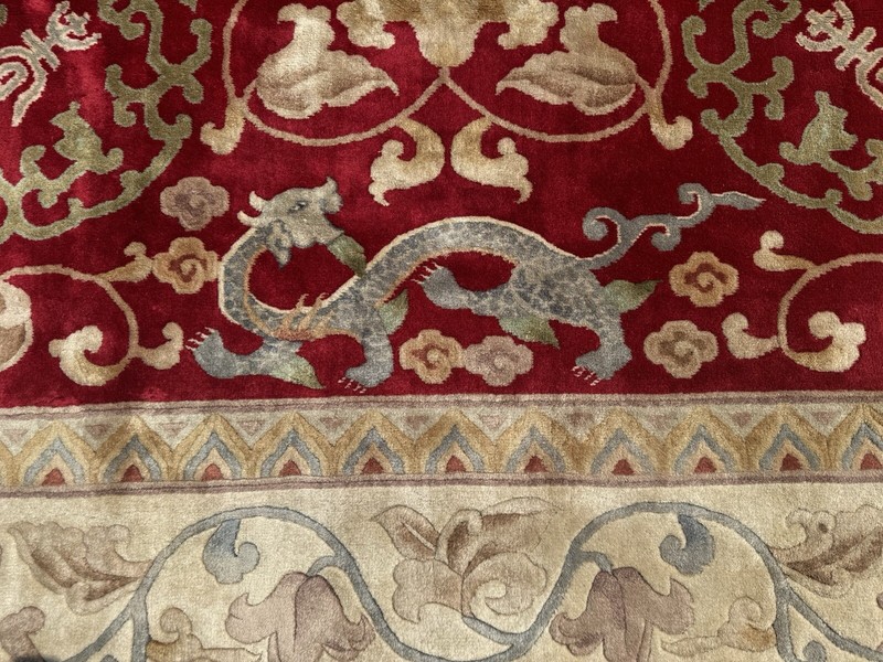 c1960s ANTIQUE ART DECO Dragon CHINESE RUG 9X12 Ft ROOM SIZE gallery