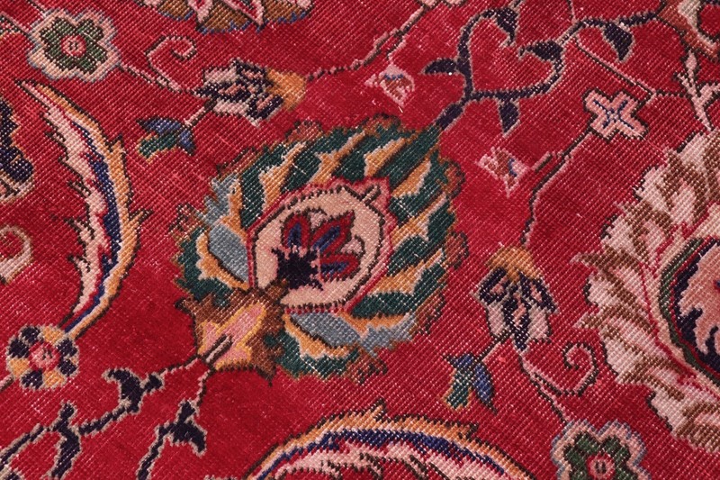 Exquisite Hand-Knotted Wool Area Rug - Ruby Red & Navy Medallion 10'1" x 12'6" gallery
