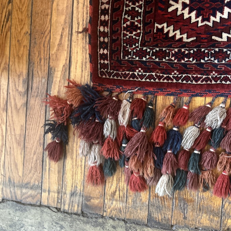 ANTIQUE TURKOMAN ASMALEK Yomud Rug Large Size 47”x36” Approx gallery