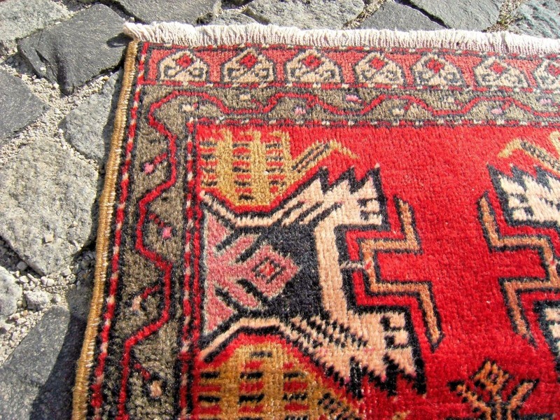 Vintage Turkish Rug Anatolian Small OUSHAK Yastik Rug 21'' X 40'' Wool Pile Rug gallery