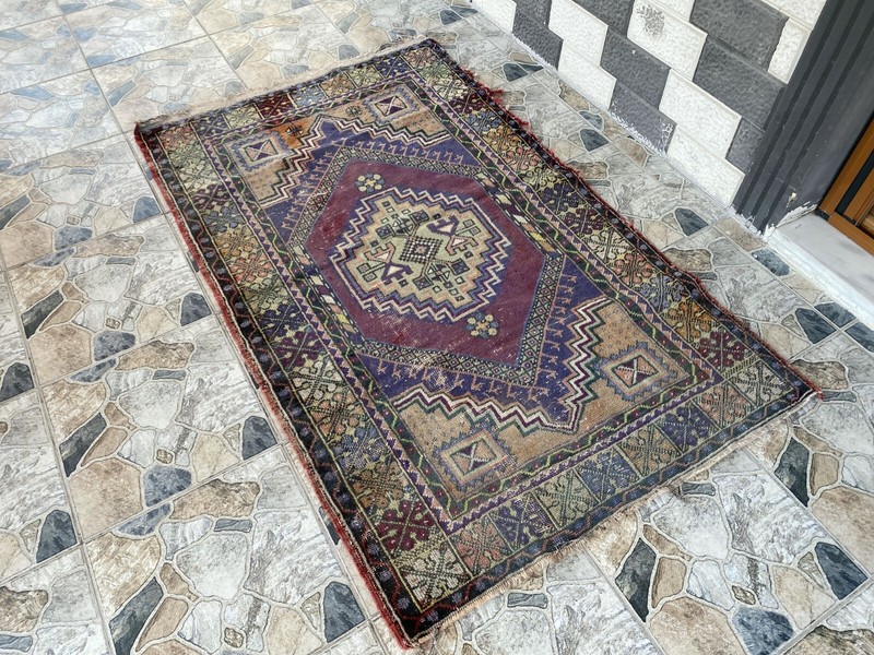 Handmade Turkish Vintage Rug | 1970s Tribal Wool Farmhouse Antique Area Carpet gallery