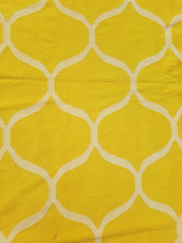 Vintage Handmade Traditional Geometric Yellow Kilim Floor Rug Carpet 233x166cm gallery