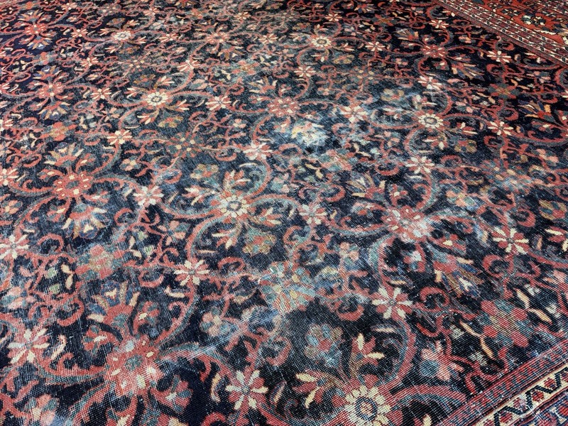 Antique Large Palace Size Carpet, Navy Blue Mahal Sultan-Abad 12.4 X 21.8 Feet gallery