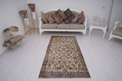 3×7 Vintage Oushak Rug Runner Turkish Small Carpet Antique Traditional Rug 119