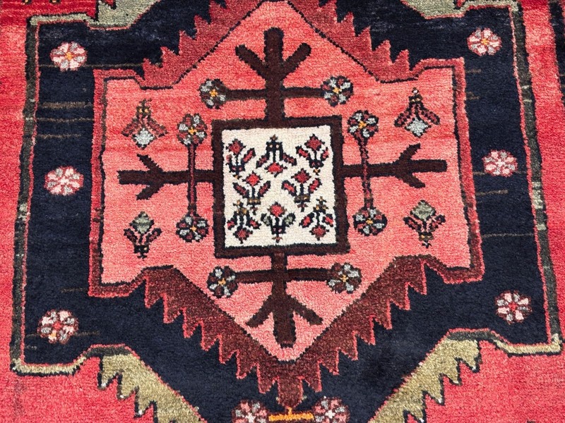 Vintage Hamedan Tribal Hand Knotted Wool Runner Rug 4x10 Red Oriental Geometric gallery