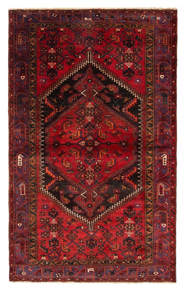 Vintage Dark Red Traditional 4'4" x 7'0" Hand-Knotted Oriental Wool Area Rug