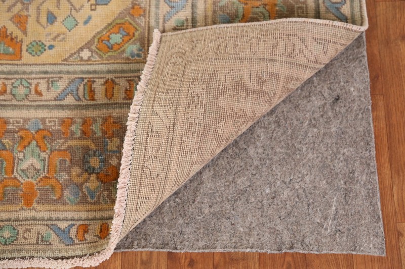 Light Brown Over-dyed Geometric Wool Hand-made Vintage Living Room Rug 8x11 gallery