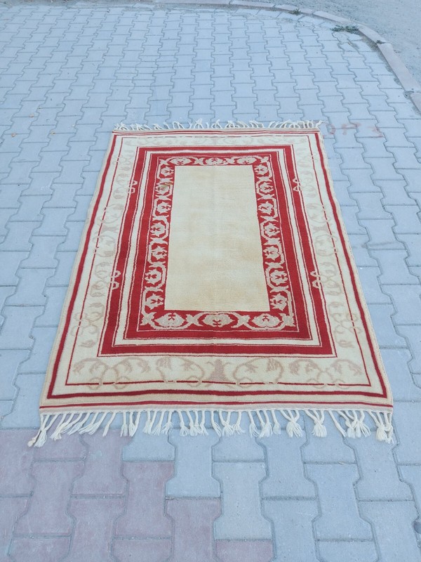 Vintage Rug Red Beige Rug Handmade Turkis Wool Rug Kitchen Carpet Rug Home Rug gallery