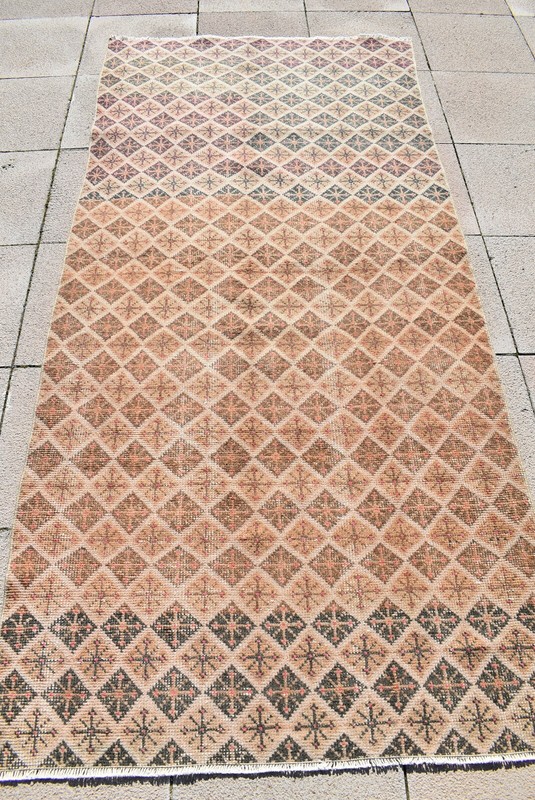 Vintage Oushak Rug 42'' x 89'' Anatolian Rug Handmade Oushak Rug Wool Area Rug gallery