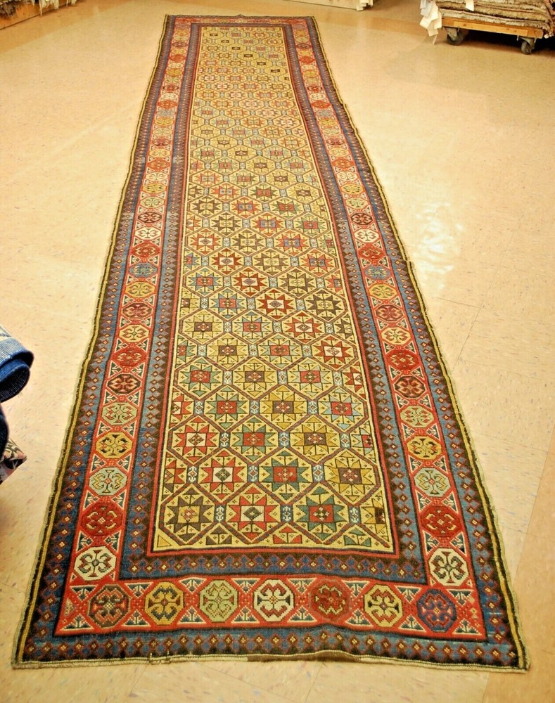 Pre 1900's ANTIQUE RARE CAUCASIAN SHIRVAN RUNNER RUG 3'5"x16' PRIVATE COLLECTION