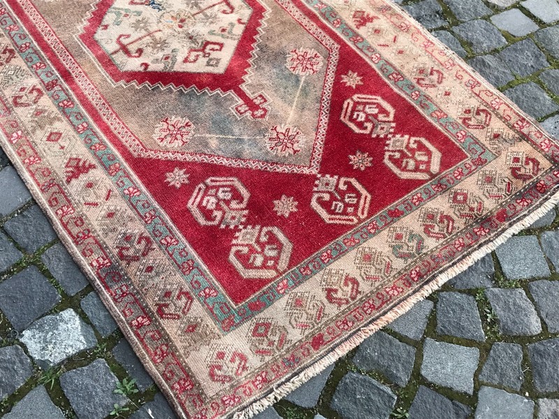Turkish Antique rug Bohemian Area rug Oushak rug Vintage Rug Handmade Wool rug gallery