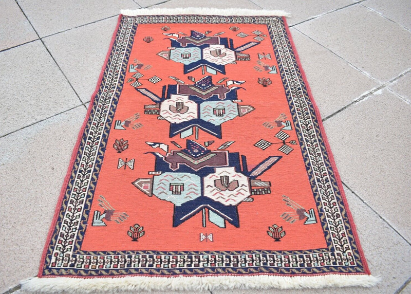 Afghan Soumak Rug 25'' x 38'' Afghan Fine Quality Rug Maliki Soumak Wool Rug gallery