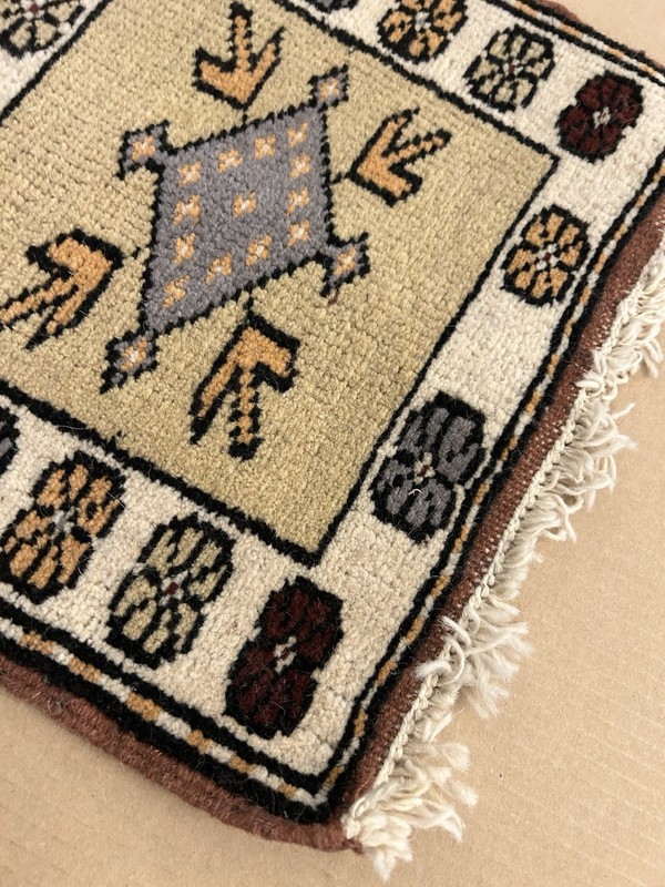 Vintage Rug Mini Wool Rug Table Top Kilim Boho Wall Hanging 13.5”x 15” Rustic gallery
