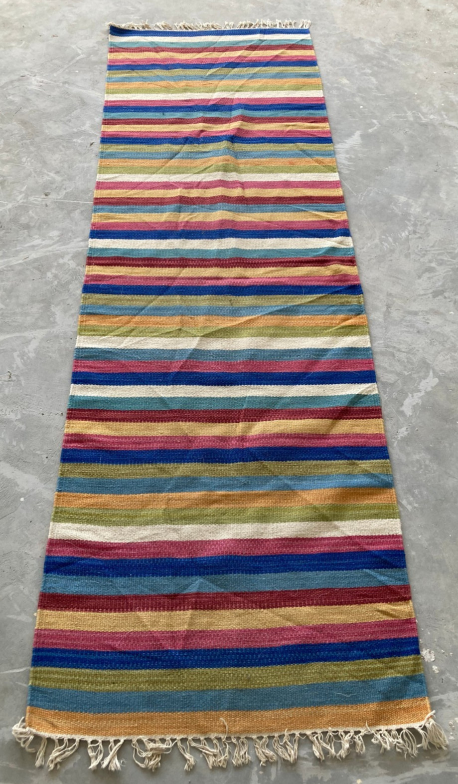 Vintage Traditional Handmade Nomadic Rainbow Kilim Wool Floor Rug 240x76 cm gallery