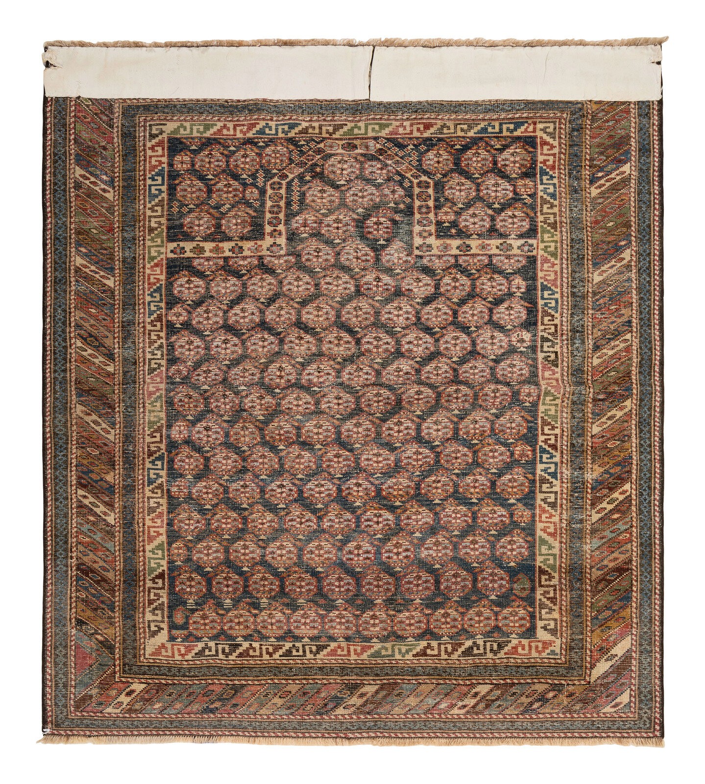 3.7x4.4 Ft Antique Shirvan Prayer Rug, East Caucasus, Late 19th Century gallery