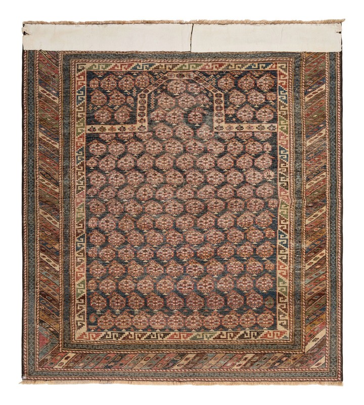 3.7x4.4 Ft Antique Shirvan Prayer Rug, East Caucasus, Late 19th Century gallery